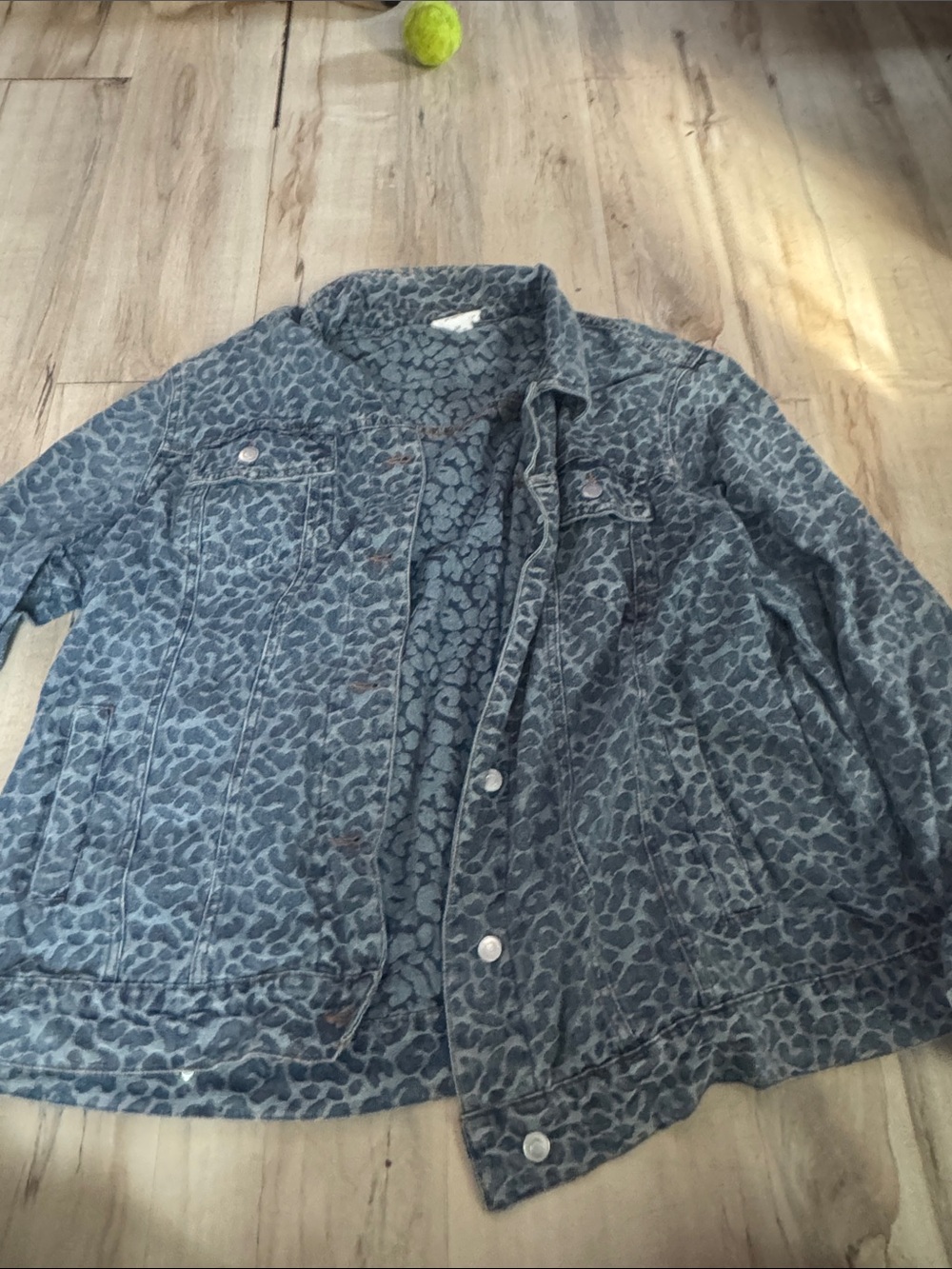 Leopard Print Denim Jacket - Blue